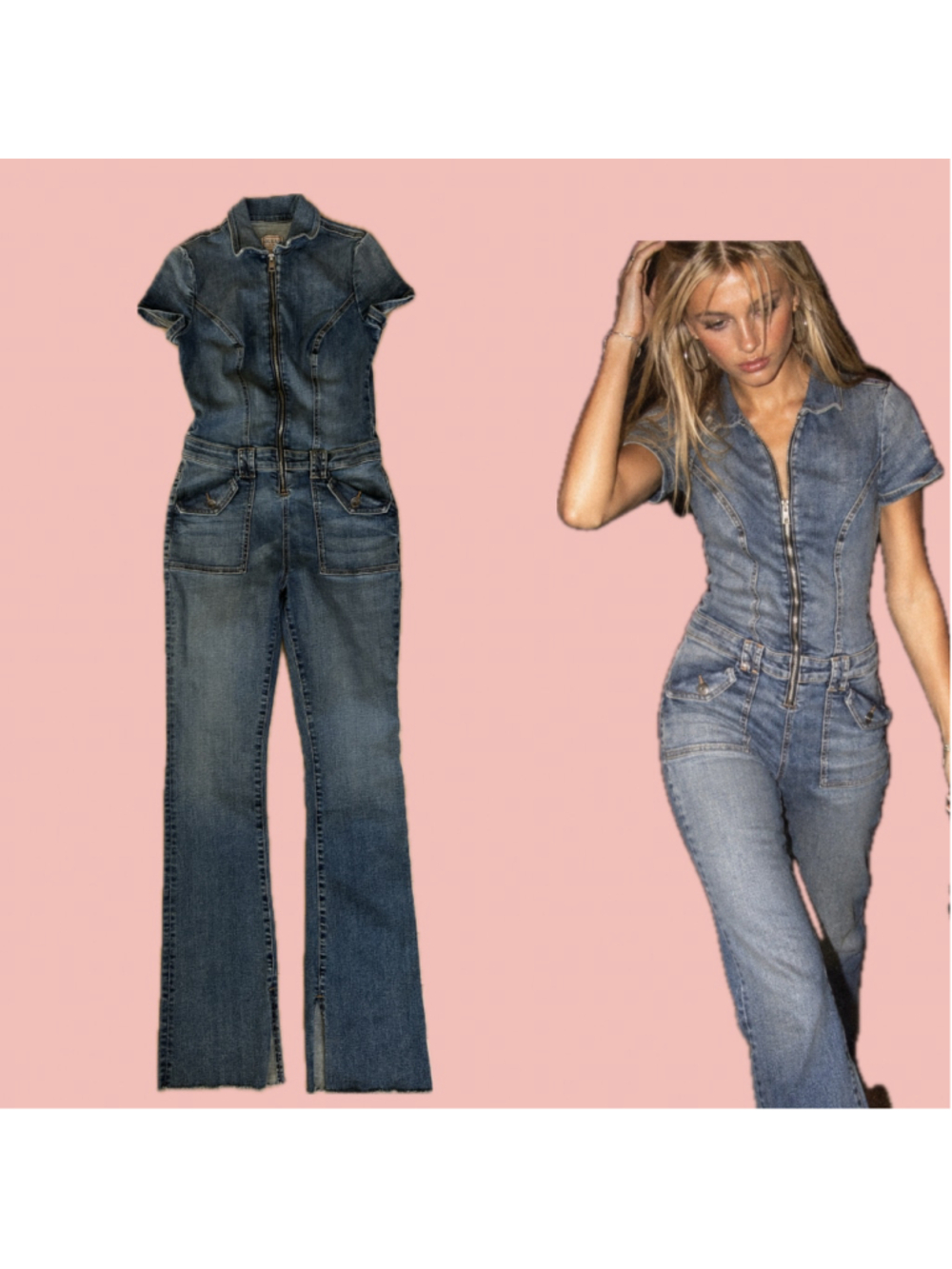 GUESS Denim Jumpsuit Flared Jeans One Piece Size S